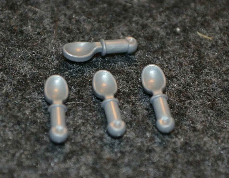 (4) Cuchara de cena gris claro/plateada (accesorios para minifiguras) ~ ladrillo Lego nuevo Foto 1 de 1