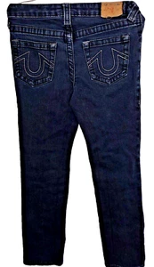 True Religion Geno Relaxed Slim Boys SZ 8 Blue Jeans Dark Acid Wash Distress - Picture 1 of 8