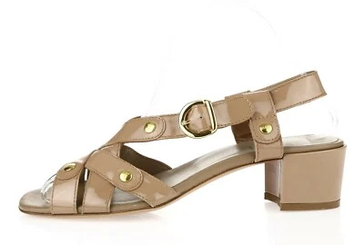 Sandalias para mujer AGL charol desnudo hebilla correa bloque tacón talla 37,5 Foto 1 de 4