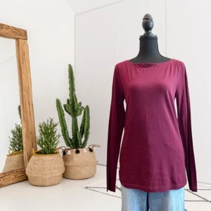 LOFT Outlet Women’s M Long Sleeve Blouse Wide Neck Top Burgundy - Picture 1 of 9