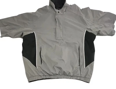 FootJoy DryJoys Rain Jacket Shirt Mens Medium Short Sleeve Gray/Black Golf - Image 1 of 4