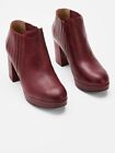 Bottes Eileen Fisher plate-forme cuir d'oiseau rouge Bourgogne cheville volumineuse 6,5