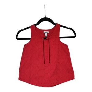 Girl's ~Old Navy~ Red Eyelette Tank Top Front Tie On Chest Size XS ~Pristine~ - Picture 1 of 12