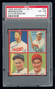 1935 Goudey Burleigh Grimes Chuck Klein Kiki Cuyler PSA 4 Woody English 4-in-1 - Picture 1 of 2