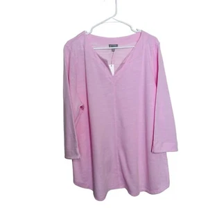 T By Talbots Top Womens 2X Pink Terry Cloth NEW  $79 V-neck shirt - Picture 1 of 9