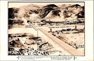 RPPC Map Perspective Aerial View Coulee Dam Project WA Real Photo Postcard T13 - Bild 1 von 2