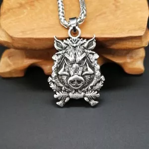 Cionondoli Cinghiale - Collana Ciondolo Retro Vintage Retro Accessori Amuleto Vichingo 1PZ - Foto 1 di 12