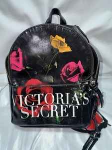 Victoria Secret Black Colorful Roses Mini Backpack - Picture 1 of 7