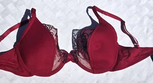 Natori Bra Rose Stencils Imperial Red Underwire Size - 36D #732030 - Picture 1 of 6