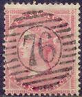 GB 1857 QV 4D rosa-carmine superbo usato, ""76" LONDRA-cancellazione (S.G. 66)