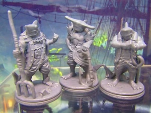 3pc Sharkman Pirate Wartribe Party Mini Miniature Figure 3D Printed Model 28/32m - Picture 1 of 8