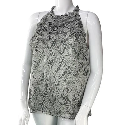 Marisa Christina Womens Size 1X Blouse Tank Reptile Skin Ruffle Top TINY FLAW - Image 1 of 4
