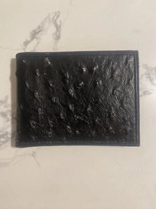 Vtg Black Ostrich Bifold Wodeco Fluor Drilling Services Marked Wallet - Picture 1 of 7