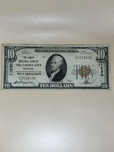 1929 $10 National Currency Note Ten Dollar Bill - Oklahoma City OK Type 1 - Picture 1 of 3