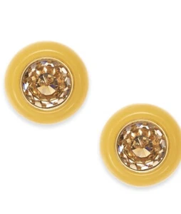 $38 Kate Spade BE BOLD gold tone crystal & yellow resin stud earrings B5 - Picture 1 of 7