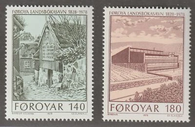 Faroe Islands 1978 #39-40 Completion of New Library - VF MNH - Image 1 of 3