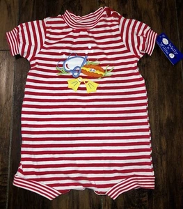 NWT Wally & Willie One Piece Striped Scuba Clamshell Baby Romper SIZE 3-6 Months - Picture 1 of 4