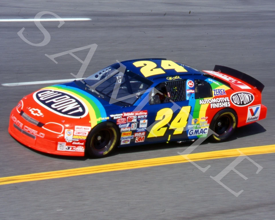 FOTO BRILLANTE JEFF GORDON #24 DUPONT CHEVY CARRERAS EN PISTA 8X10 #1W Foto 1 de 1