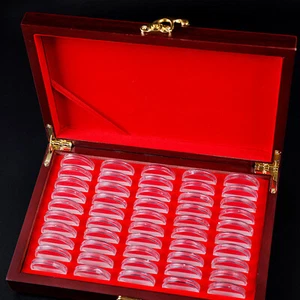 1x Inner Pad Round Commemorative 50-Coin Storage Box Display Box Wooden Box - Picture 1 of 6