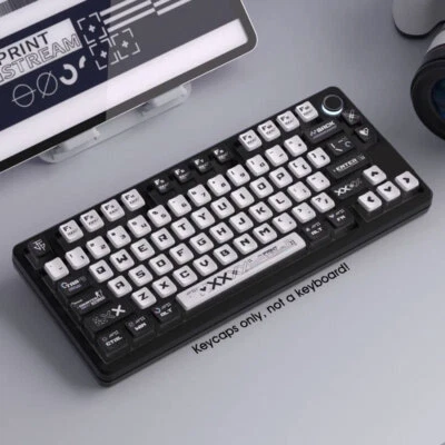 Black White PBT Dye Sublimation Keycaps Set for Cherry MX Mechanical Keyboard - Image 1 of 4