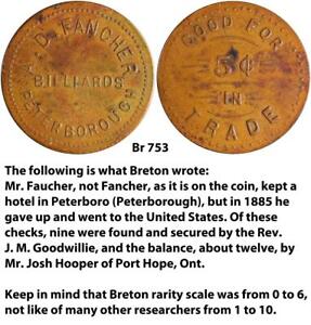 Breton Canadian Post Confederation token Br753; Fancher; Peterborough; billiards