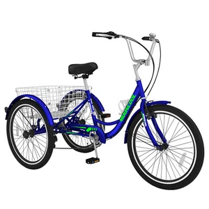 H&ZT Adult Tricycle Bike, Three Wheel Beach Cruiser, 24 &26-Inch Wheels Aluminum - Picture 1 of 32