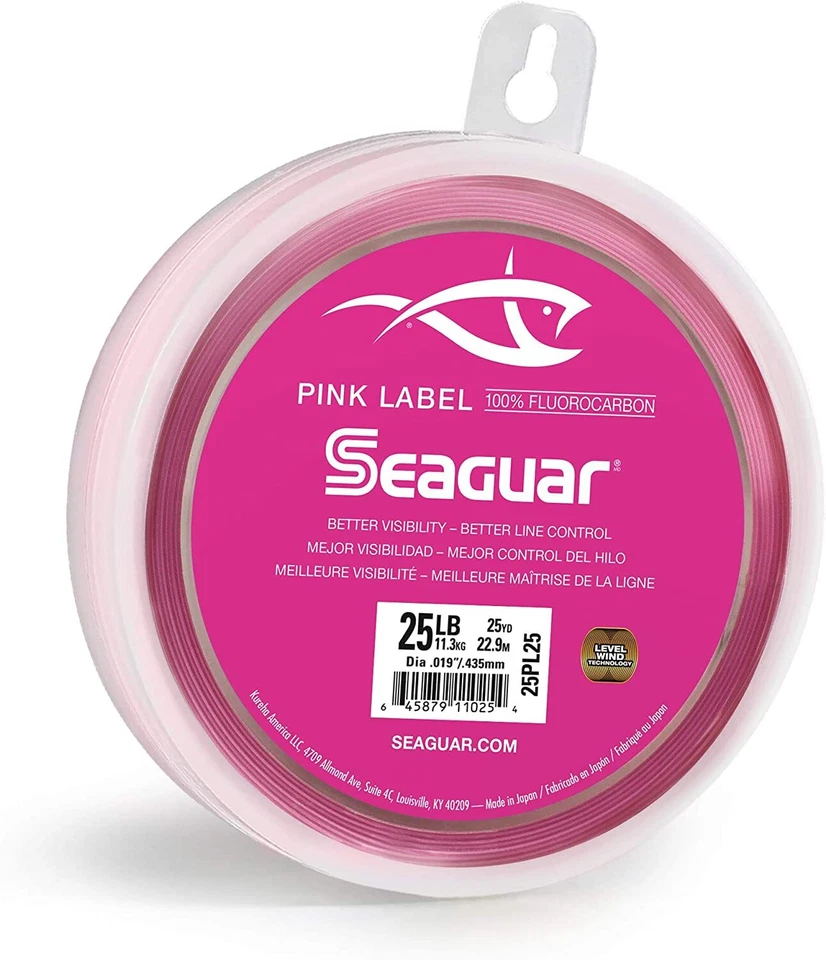 Etiqueta rosa Seaguar 100 % fluorocarbono material líder carretes de 25 yardas seleccionar tamaño Foto 1 de 1