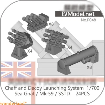 EVModel P048 1/700 Chaff And Decoy Launching System Sea Gnat/Mk-59/SSTD 24PCS - image 1 of 2