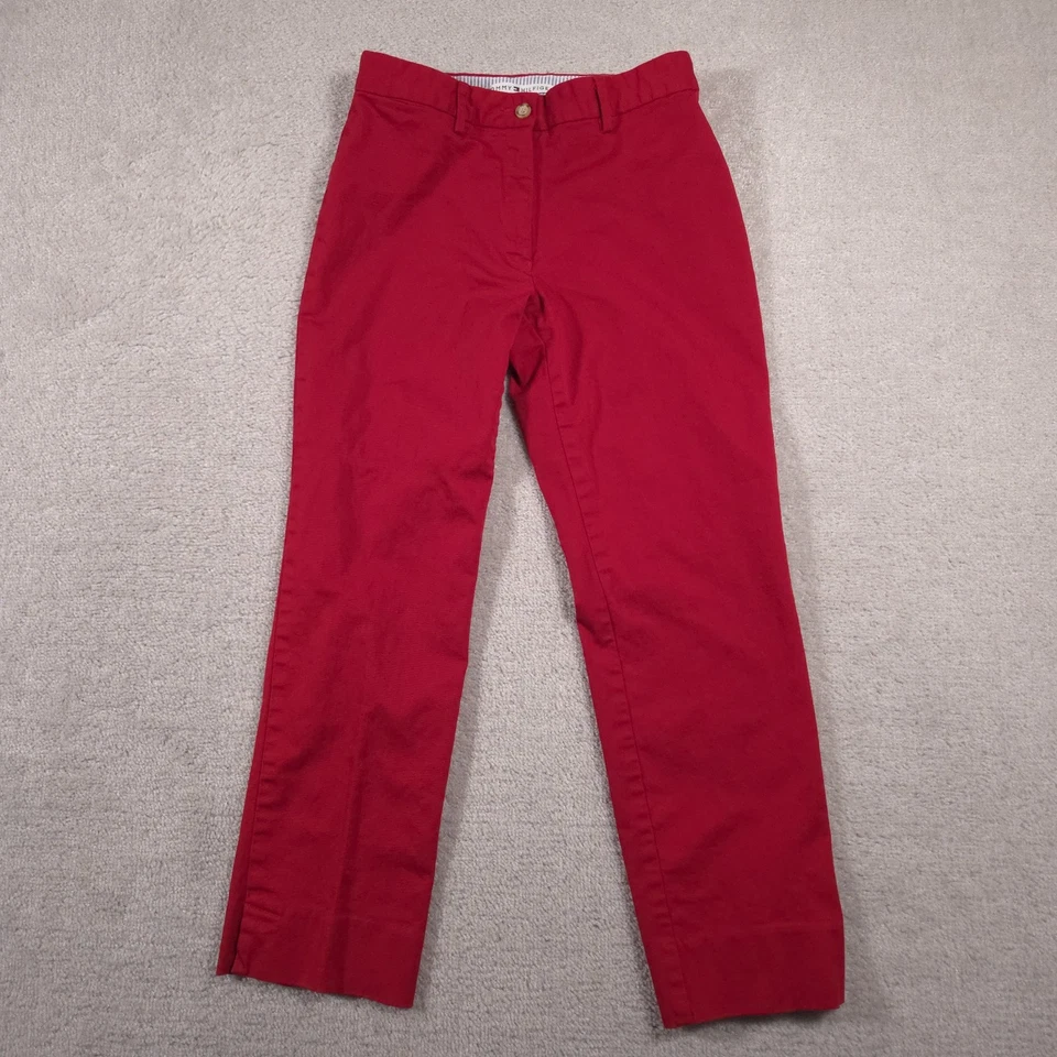 Vtg Tommy Hilfiger Chino Pants Women's 6 Red Mid Rise Straight Leg 100% Cotton - Image 1 of 4