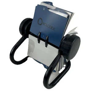 Rolodex Rotary Metal Open Card File Desktop Blue Vintage Retro Office Prop - Picture 1 of 8