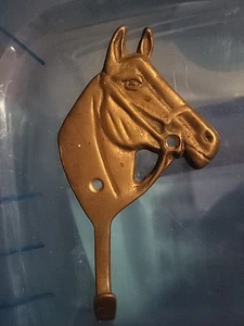 Antique Brass Horse Head Coat Hook Hat Rack W/ Screws - Picture 1 of 2