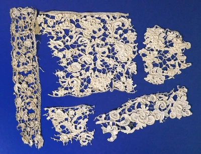 EINE SAMMLUNG VON FRAGMENTEN AUS DEM 17. JAHRHUNDERT POINT DE VENISE NADELSPITZE - Bild 1 von 4