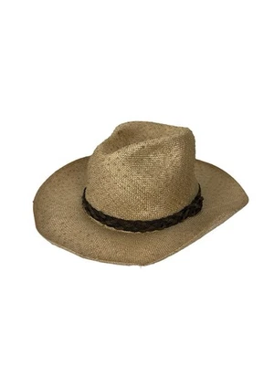 Biltmore Hats Vintage Tan Straw Fedora Mens XL Made In Canada Tort Twist Natural - Image 1 of 4