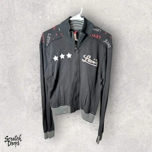 Vintage Women's Levi's Jacket Large Black with Striped Trim and Star Accents - Picture 1 of 3