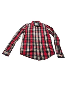 Cactus Menswear Men’s Medium Long Sleeve Plaid Button Down Shirt Red Collared - Picture 1 of 7