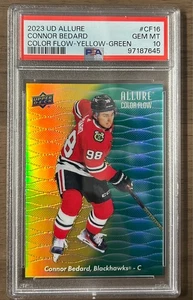 2023-24 Upper Deck Allure Color Flow Yellow Green #CF16 Connor Bedard PSA 10 RC - Picture 1 of 7