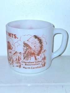 Vtg Federal Coffee Cup Mug Great Smoky Mountains Milk Glass - Picture 1 of 8