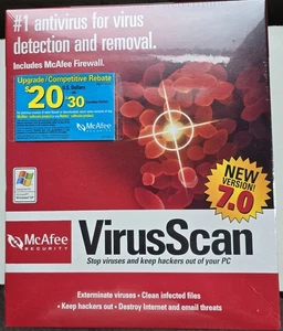 Vintage McAfee VirusScan for Win 95 / XP  CD-ROM Vers. 7.0 New Sealed - Picture 1 of 2