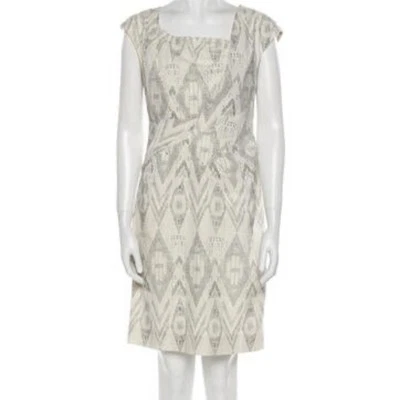 Vestido de cóctel de algodón con estampado geométrico gris THAKOON talla 4 Foto 1 de 4