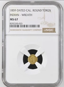 1859 California Fractional Gold Indian Wreath #4b NGC MS-67 - Bild 1 von 3