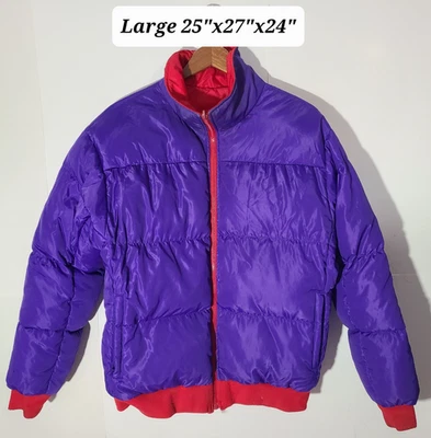 Vintage 90s Columbia Down Puffer Reversible Purple/Red Full Zip Large Jacket - Image 1 of 4