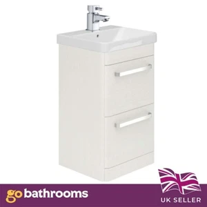 50cm White Bathroom Vanity Unit With Ceramic Basin Small Standing Sink Storage - Picture 1 of 12