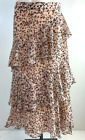 Ladies Ex Warehouse Peach Nude Brown Print Frill Lined Skirt Size 8 RRP £49