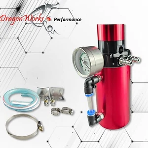 Respirador de tanque deflector lata de captura de aceite universal rojo con medidor para GMC - Imagen 1 de 9