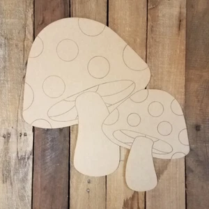 Two Mushrooms with Spots Fantasy Forest Art DIY Craft Shape Paint by Line - Picture 1 of 1