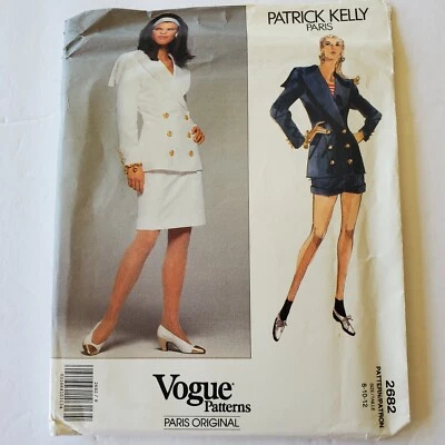 Vogue Patterns 2682 Patrick Kelly 90s jacket skirt shorts UNCUT sewing pattern - Image 1 of 4
