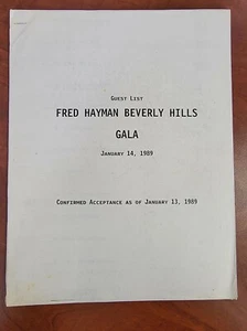 Fred Hayman Beverly Hills Gala 1989 Gästeliste - Bild 1 von 2