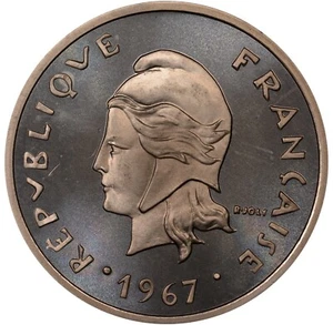 NEW CALEDONIA SILVER Piefort 50 Francs 1967 NGC PF67 CAMEO - ONLY 50 MINTED! - Picture 1 of 4