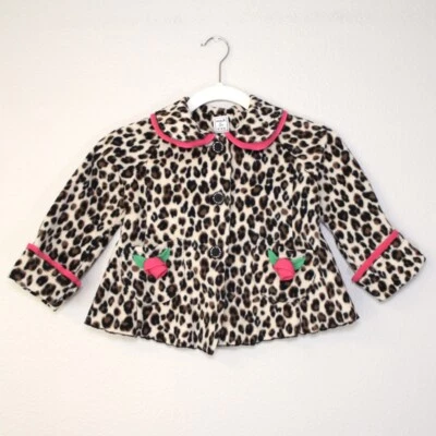 Suéter Mack & Co feminino tamanho 4T estampa de leopardo floral botão para cima lã macia funky - Imagem 1 de 4