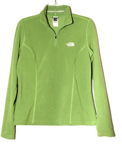 The North Face TKA100 Lime Green Fleece Womens 1/4 Zip Jacket Size M - Picture 1 of 11